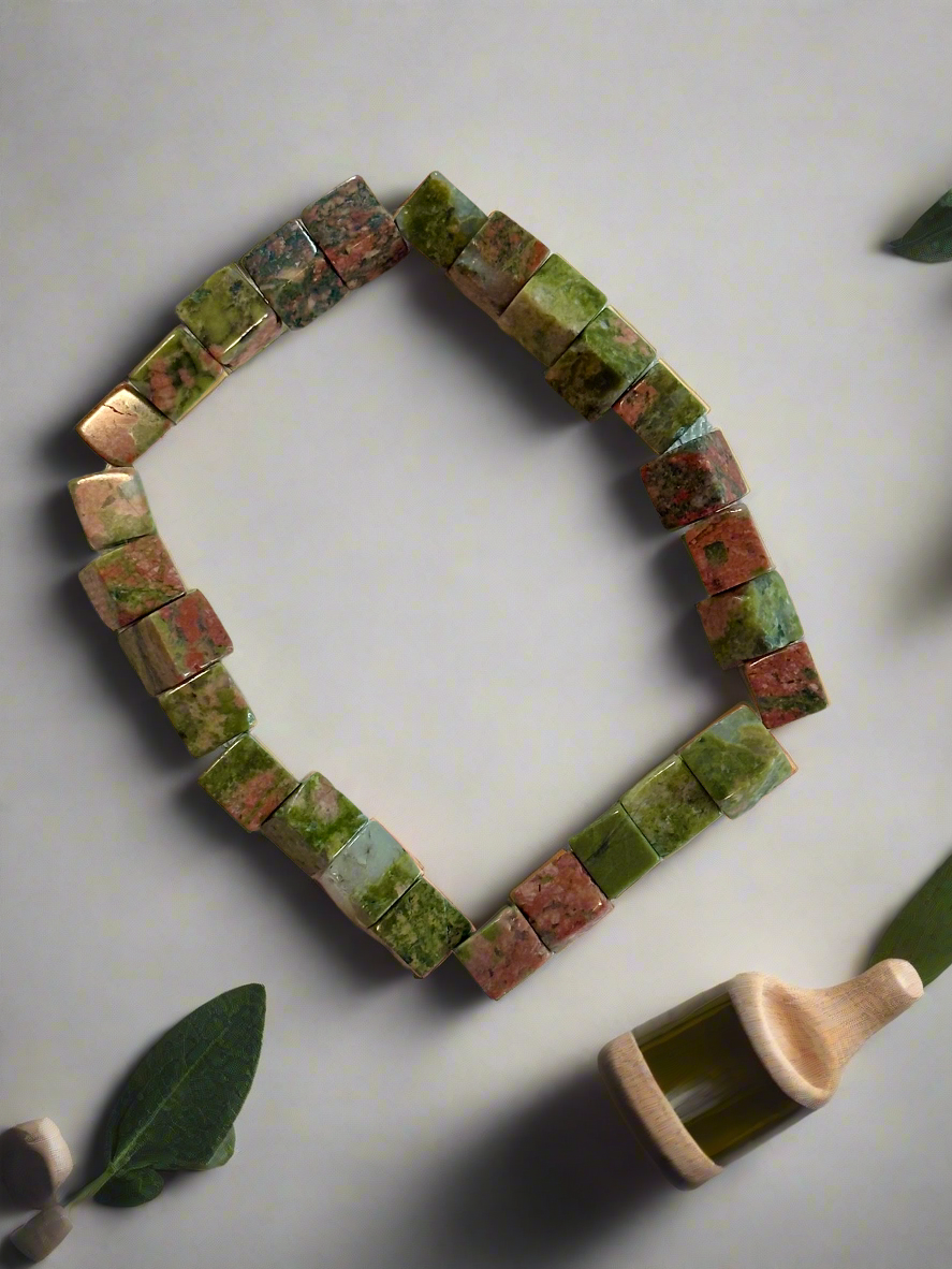 Unakite Cube Bracelet