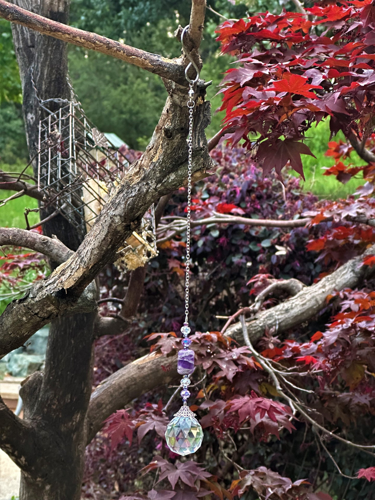 Amethyst and Glass Crystal Bead Suncatcher