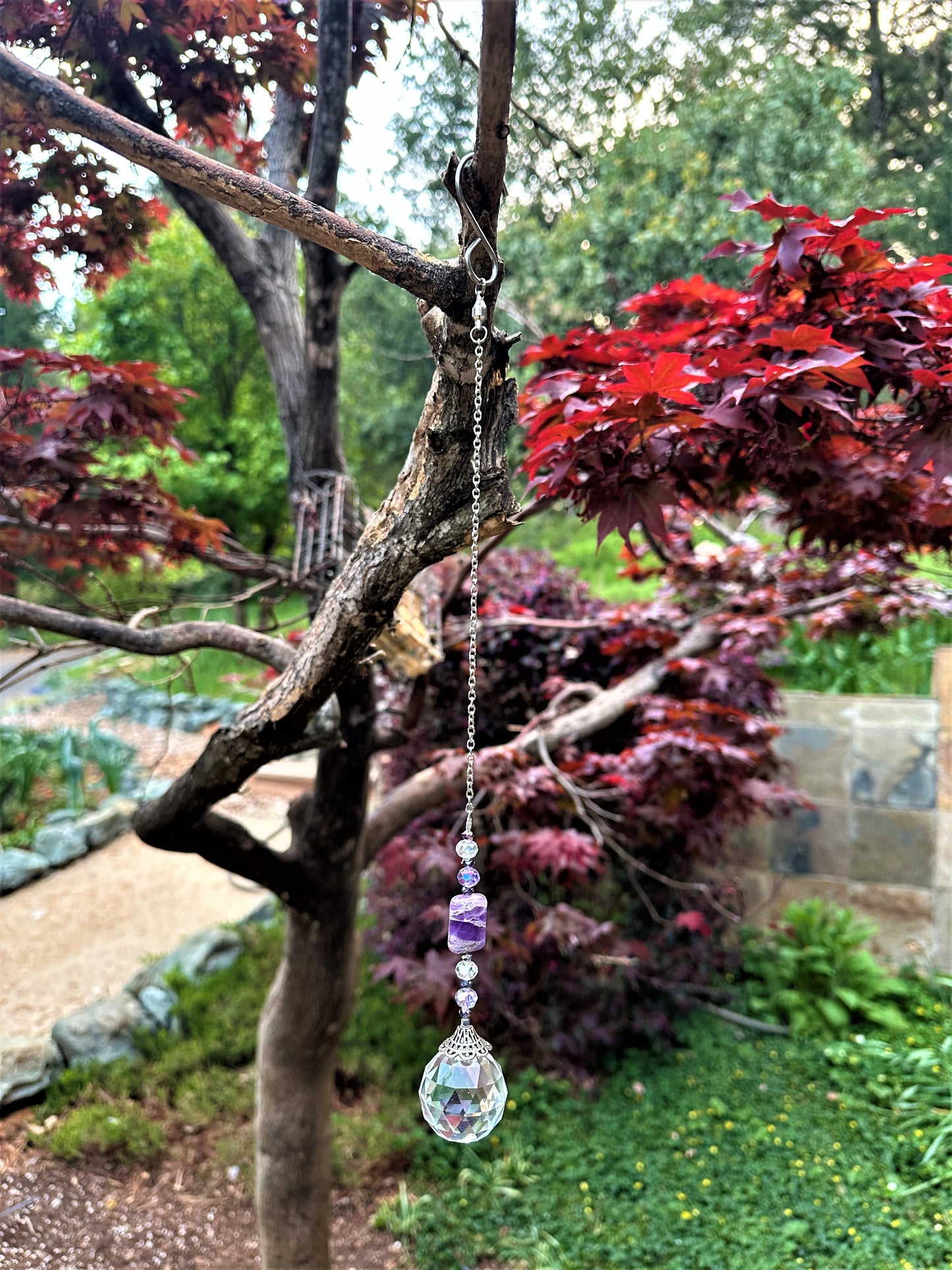 Amethyst and Glass Crystal Bead Suncatcher