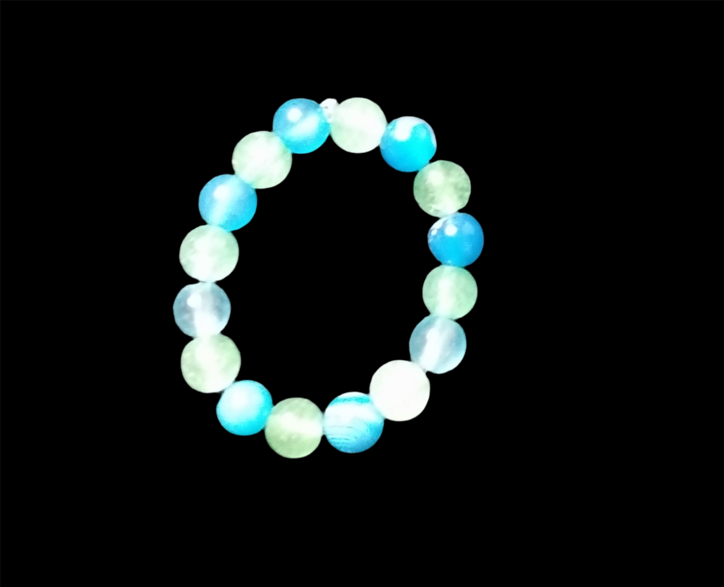 Blue Agate and Green Aventurine Stretch Ring