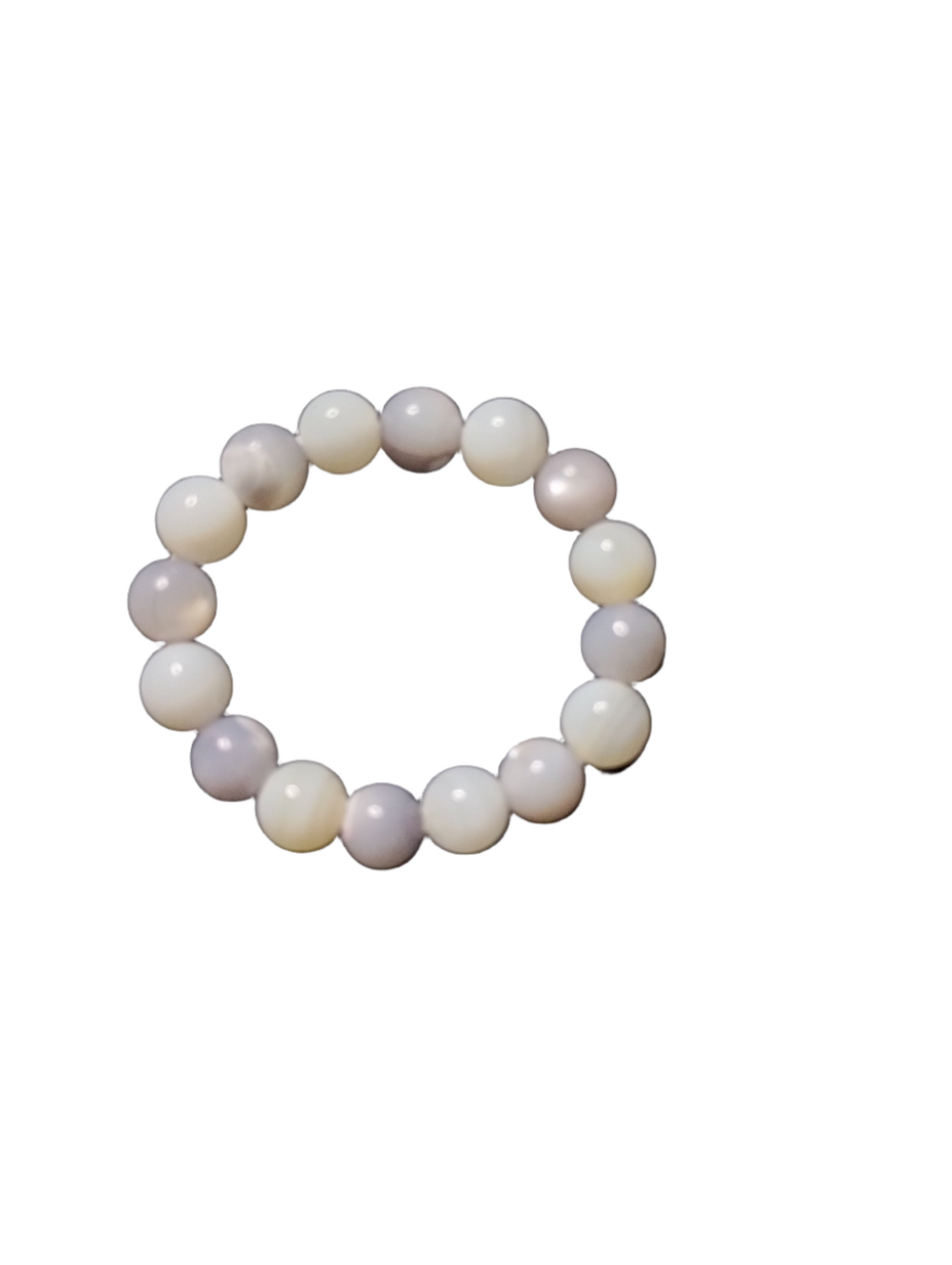 White Agate and Light Gray Mother of Pearl Ring