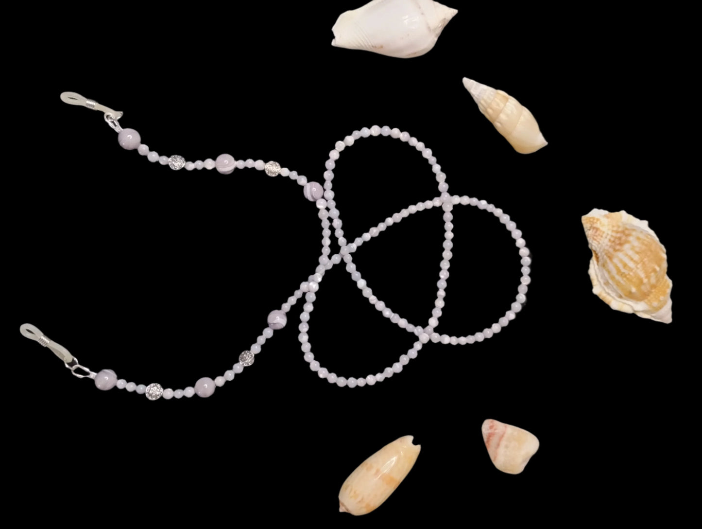 Eyeglass Holder Featuring Grey Mother of Pearl Beads