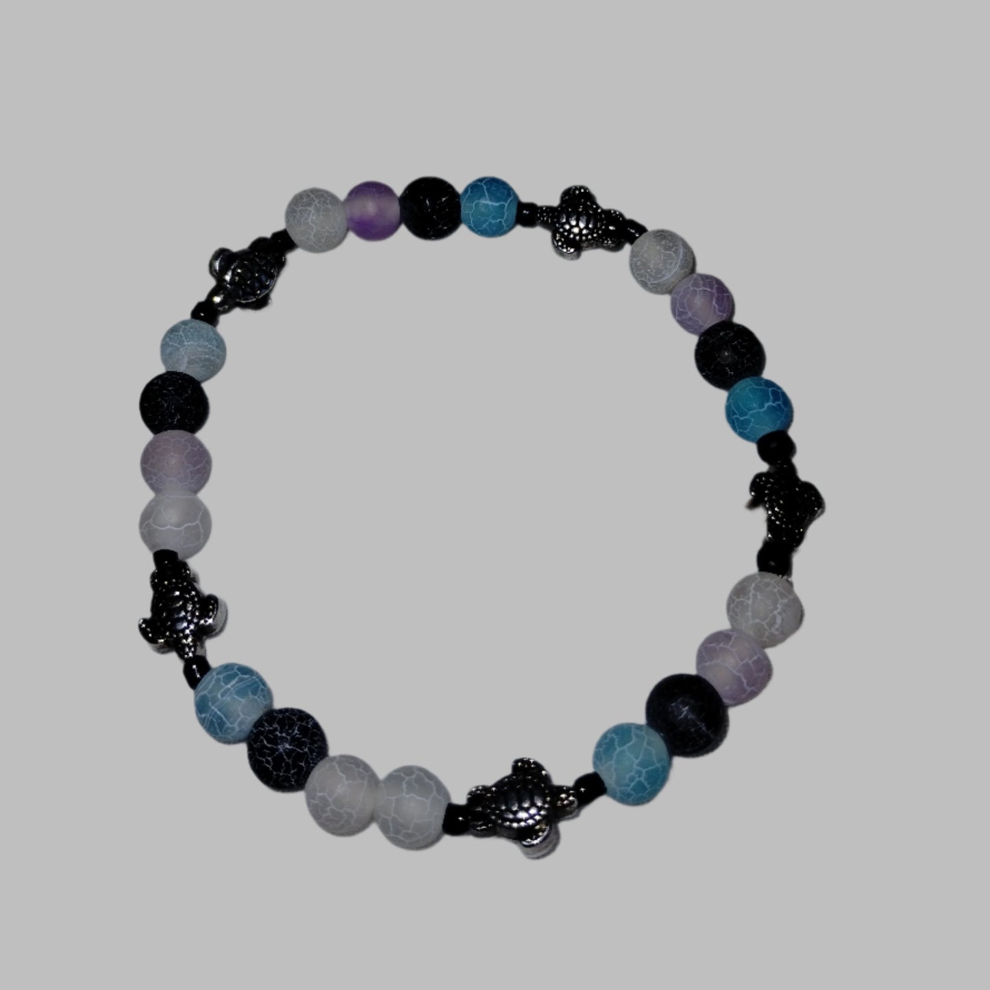 Multi-Color Agate and Turtle Bracelet
