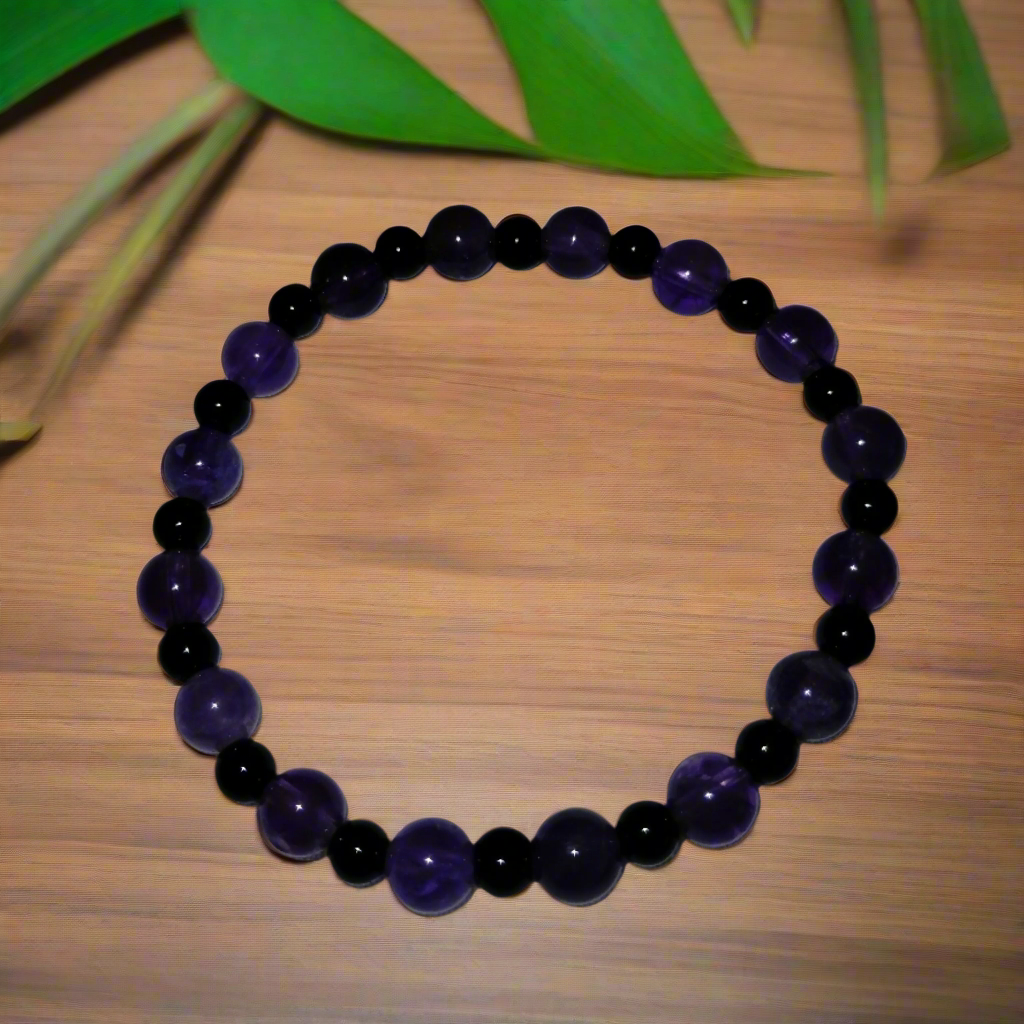 Amethyst and Black Jasper Bracelet