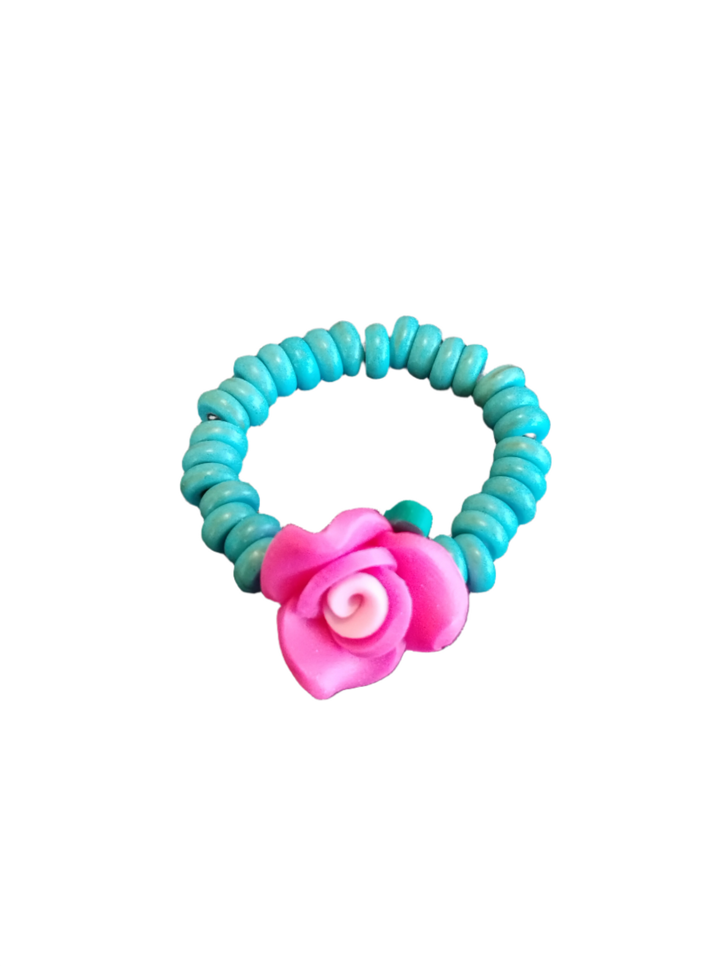 Pink Flower and Turquoise Stone Ring