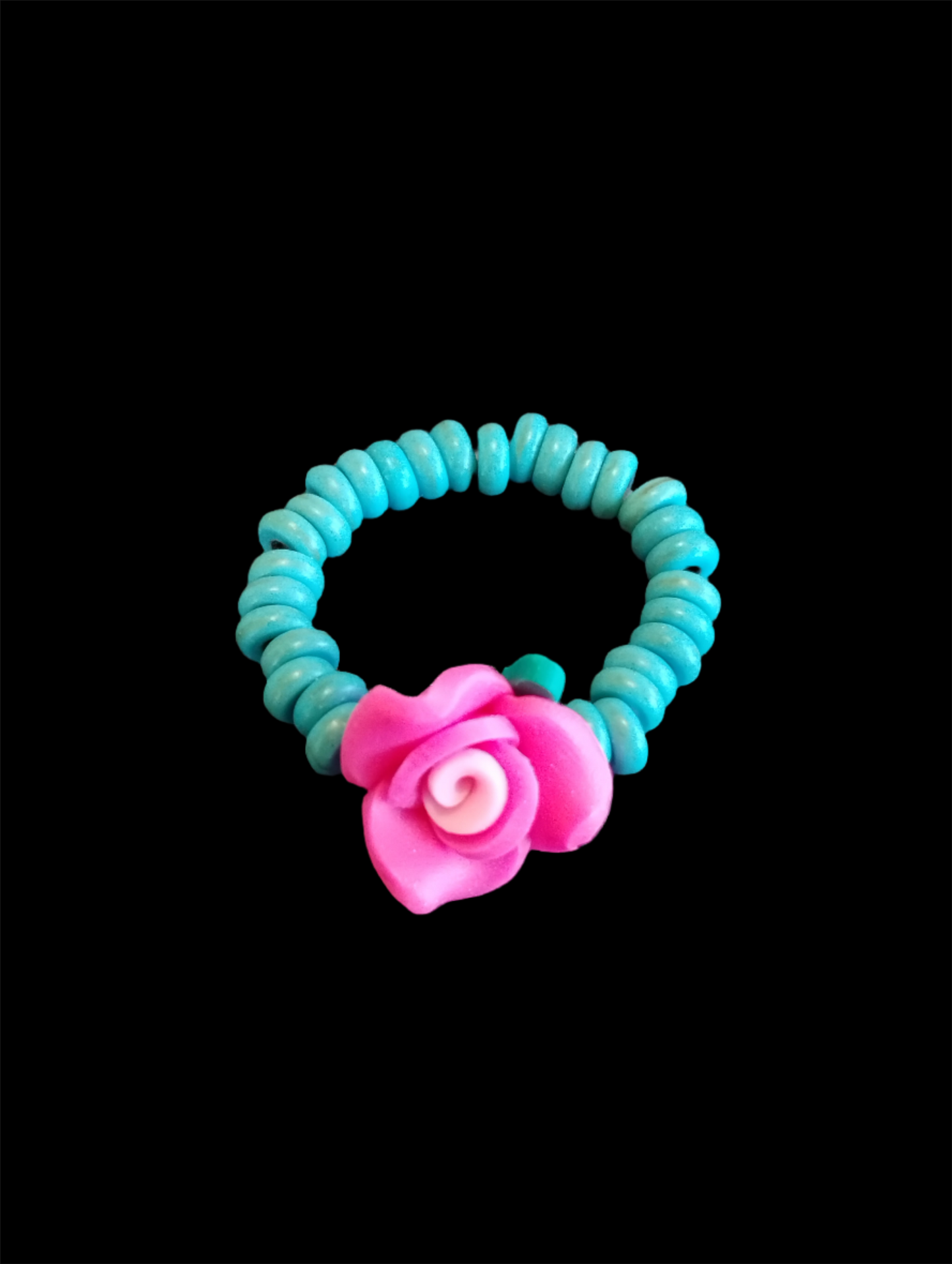 Pink Flower and Turquoise Stone Ring