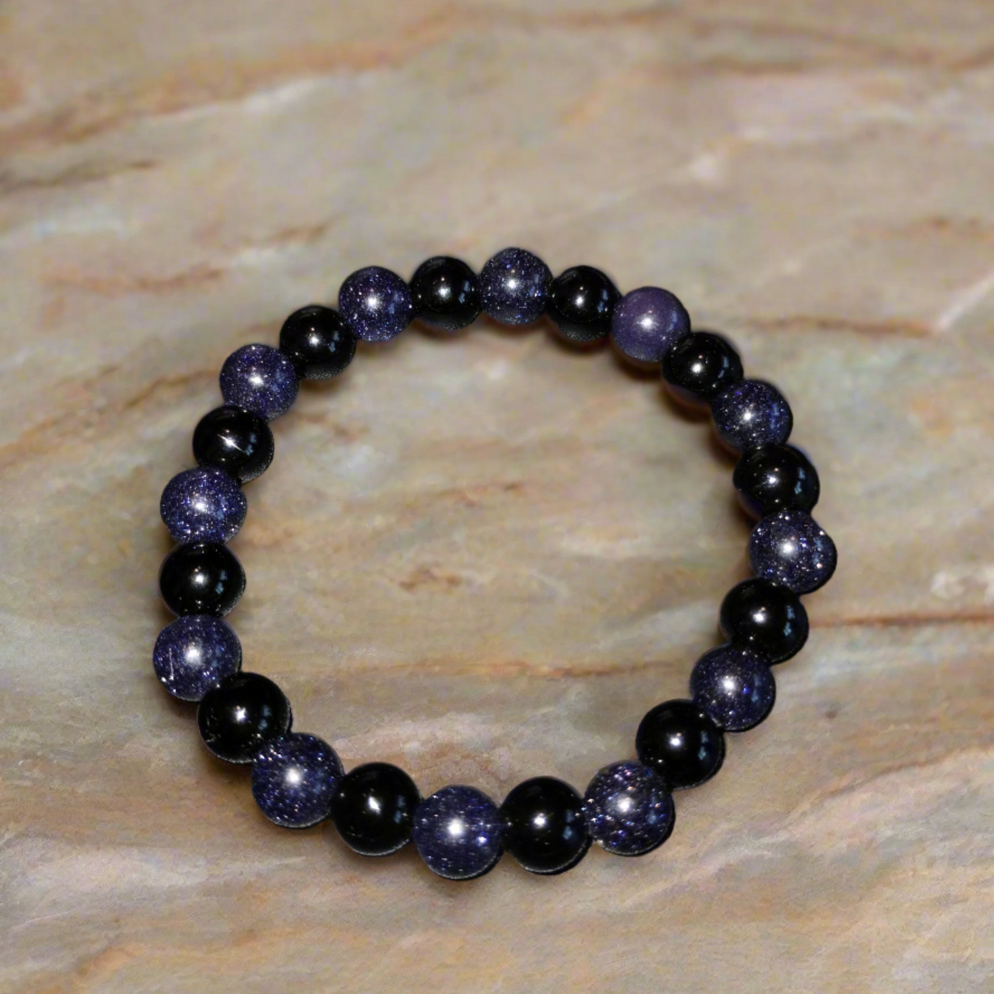 Blue Goldstone and Black Jasper Bracelet