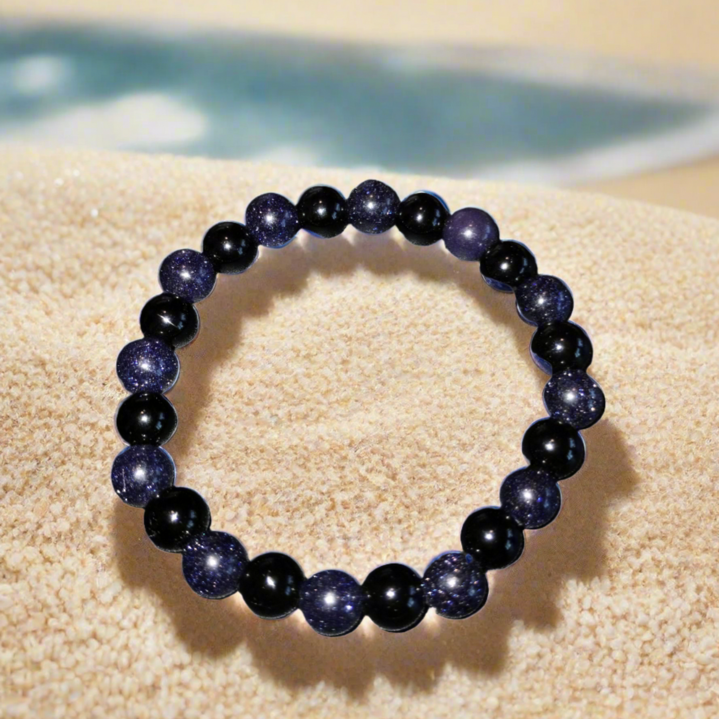 Blue Goldstone and Black Jasper Bracelet