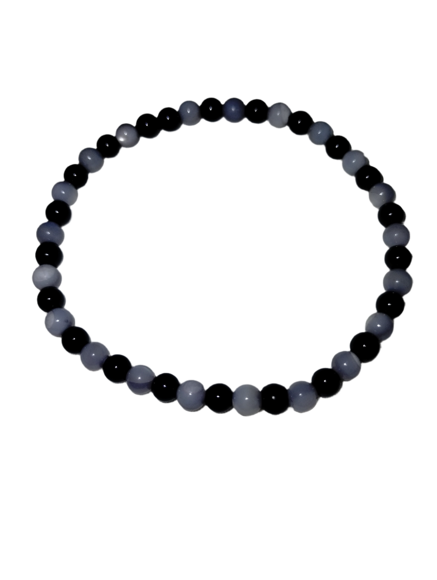 Gray Mother of Pearl and Black Jasper Bracelet