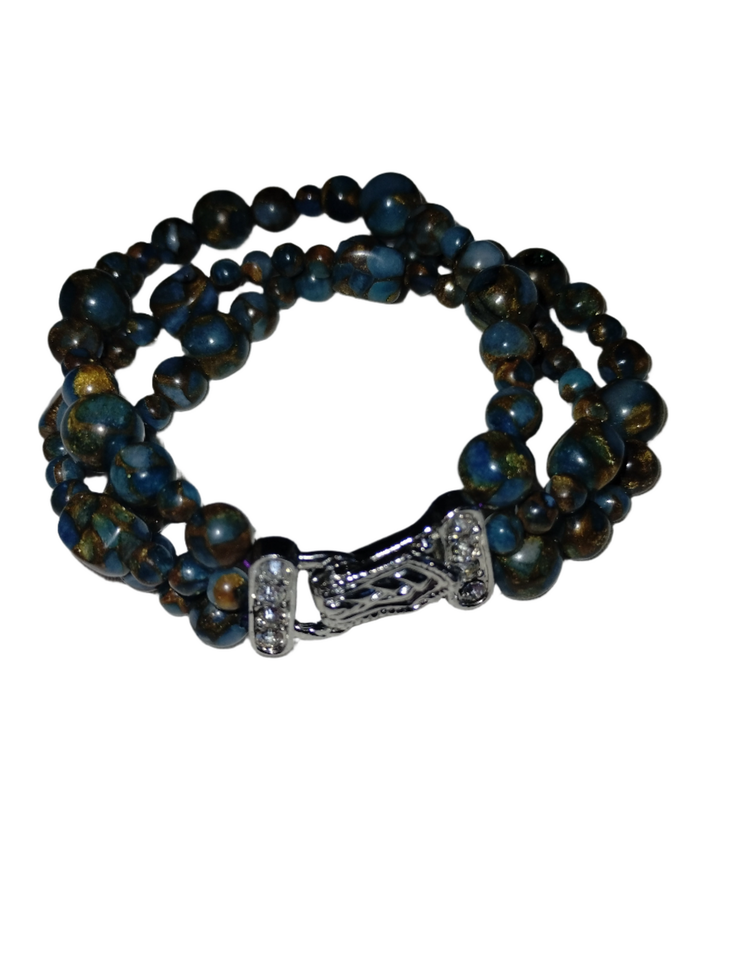 Three Strand Light Blue Impression Jasper Bracelet