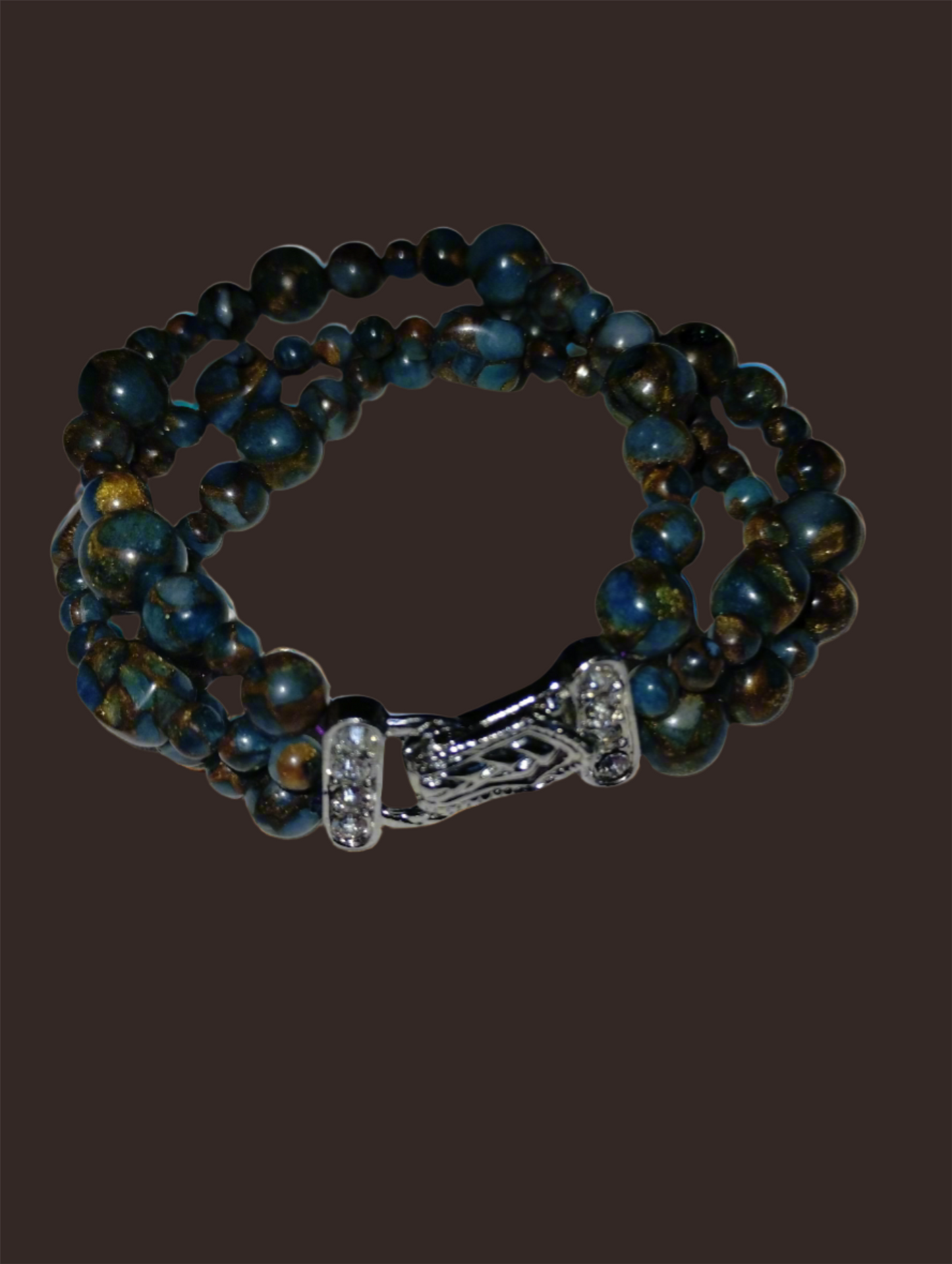 Three Strand Light Blue Impression Jasper Bracelet