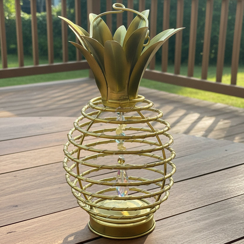 Repurposed Pineapple Lantern with Citrine and Crystal Prism