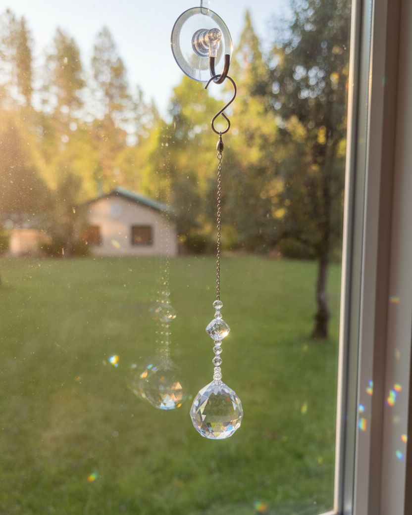 Clear Faceted Glass Suncatcher With 40 mm Prism