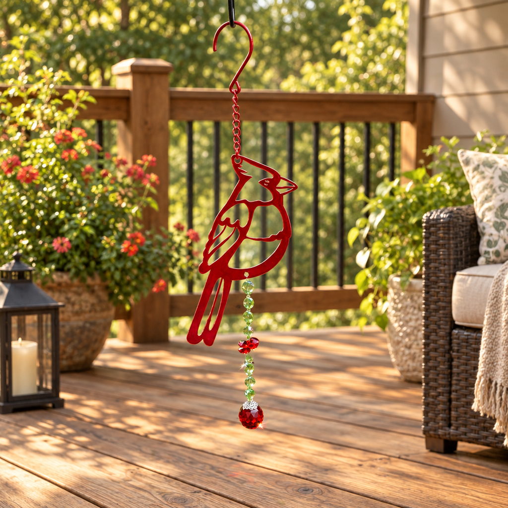 Repurposed Red Cardinal Suncatcher