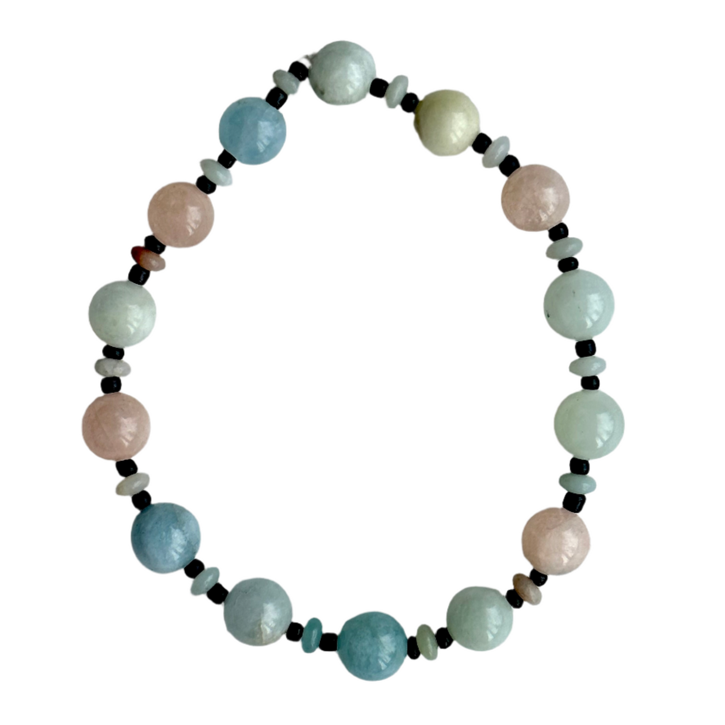 Amazonite Bracelet with Black Glass Accent Beads