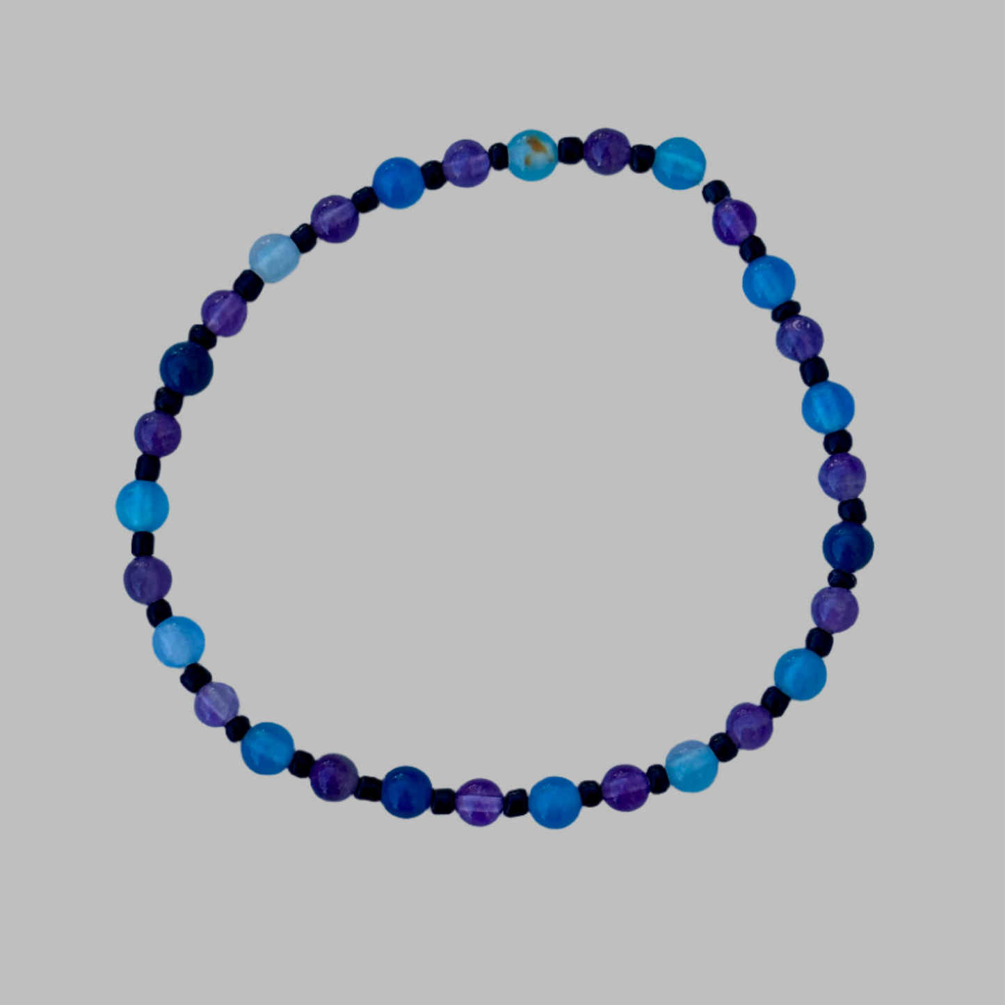 Amethyst and Aqua Quartzite Multi-Color Bead Bracelet