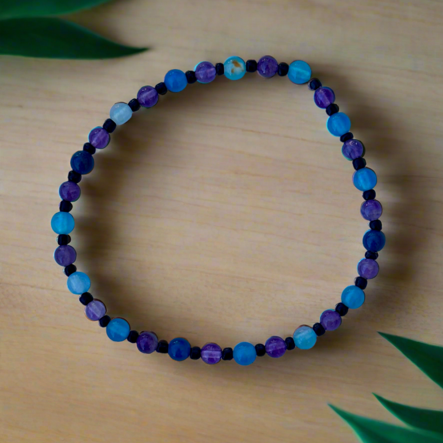 Amethyst and Aqua Quartzite Multi-Color Bead Bracelet