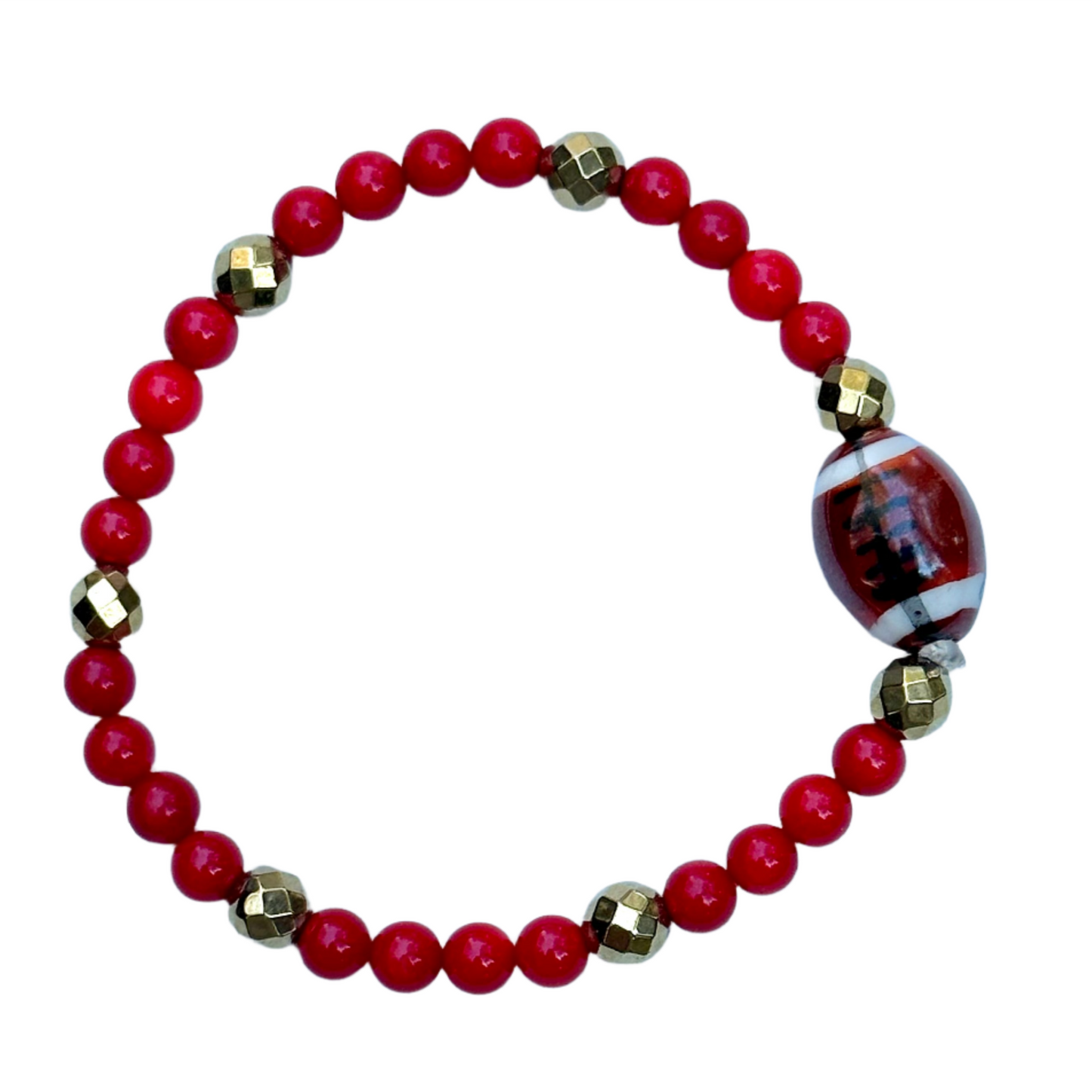 Red and Gold Football-Themed Bracelet