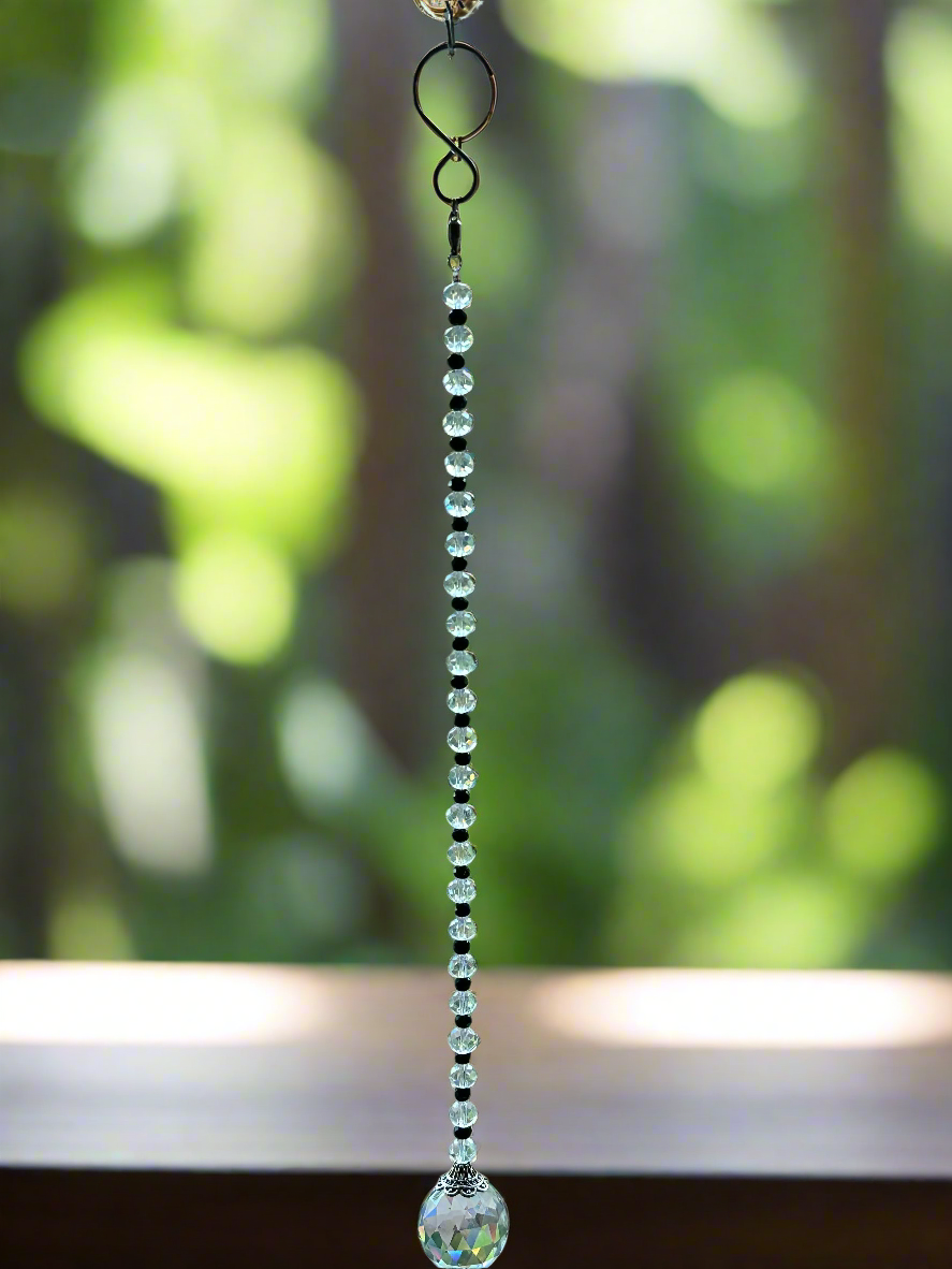 Black and Clear Faceted Glass Suncatcher