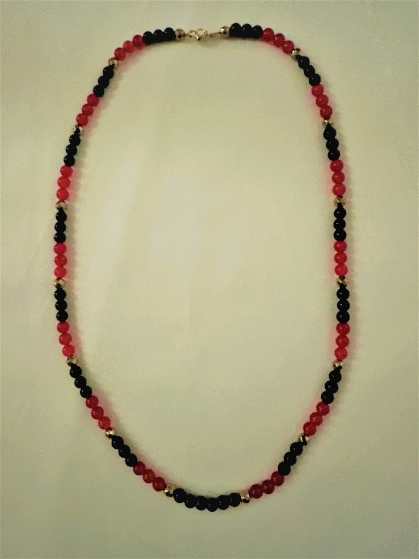 Black Jasper, Red Quartzite and Gold Hematite Dia de los Muertos-Themed Necklace