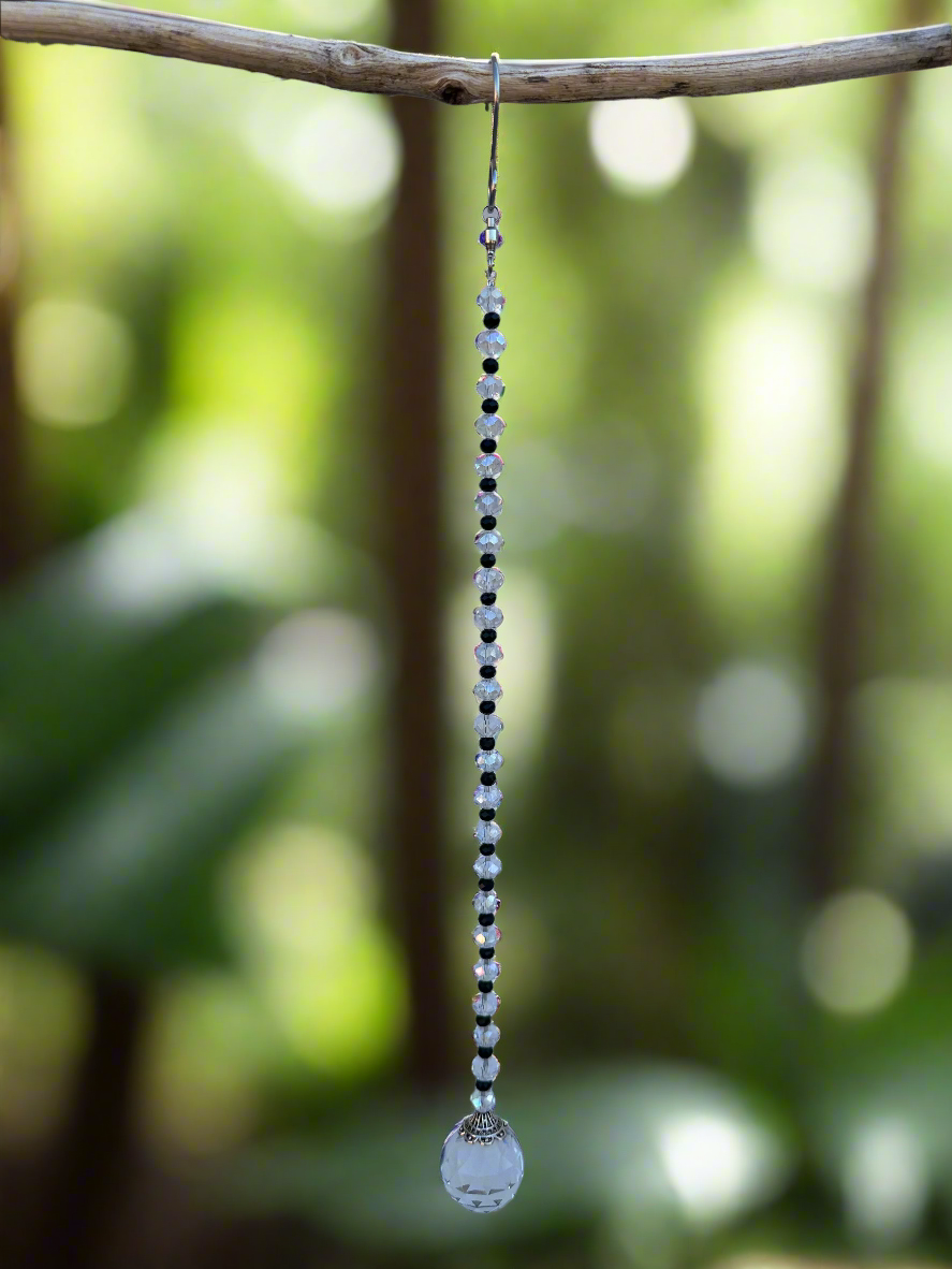 Black and Clear Faceted Glass Suncatcher