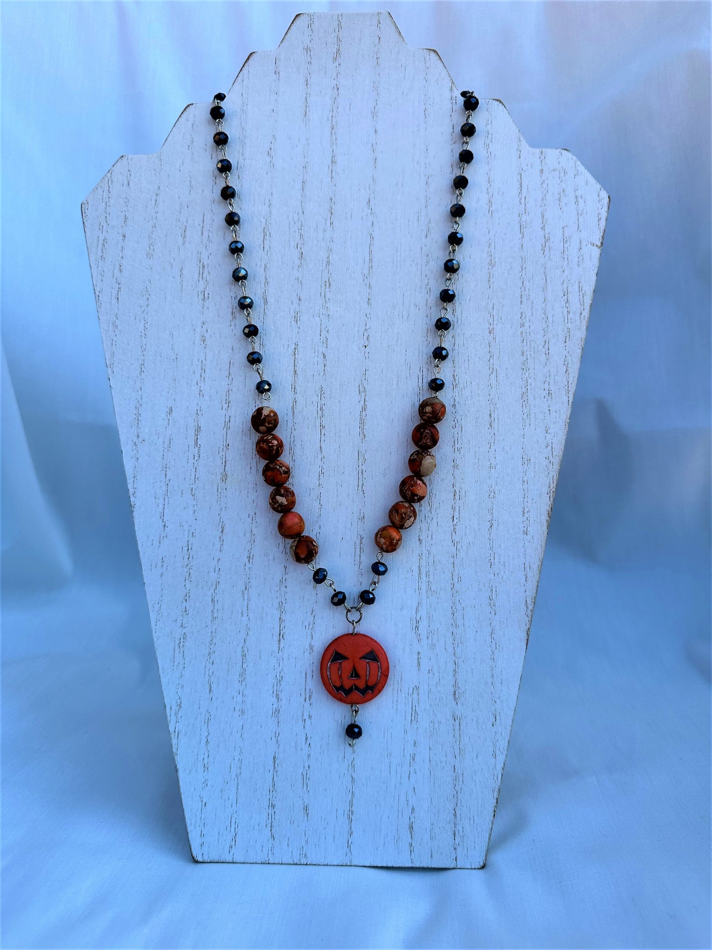 Halloween-Themed Natural Stone Necklace, Bracelet and Earrings Set