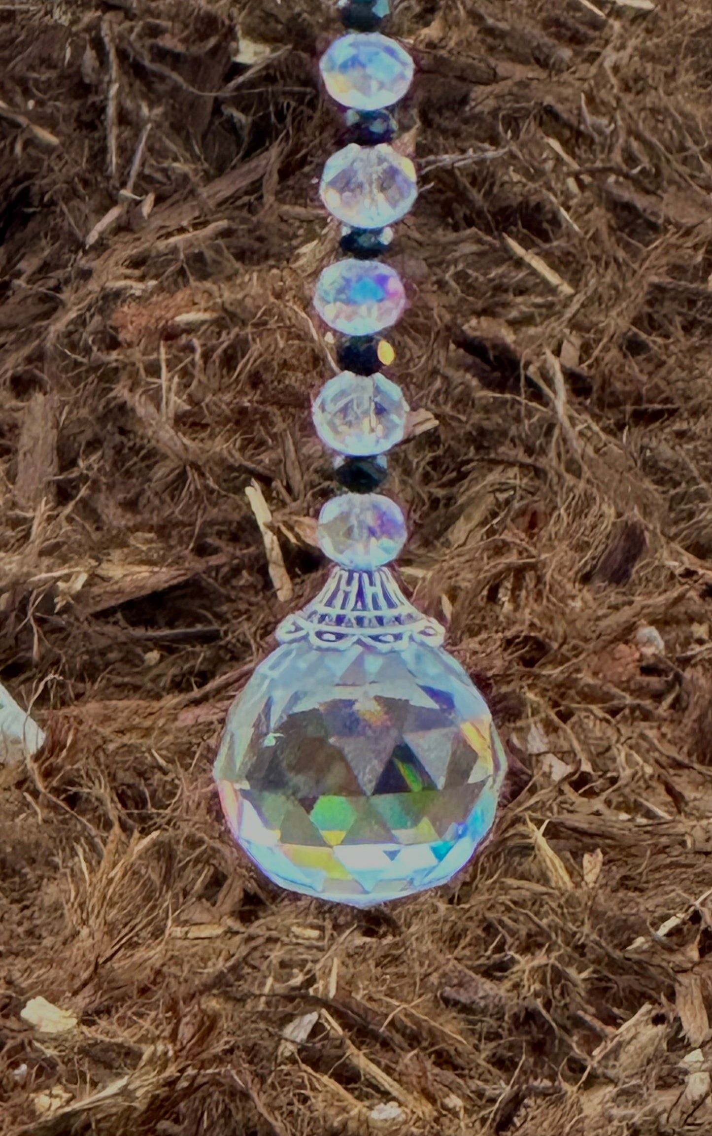 Black and Clear Faceted Glass Suncatcher