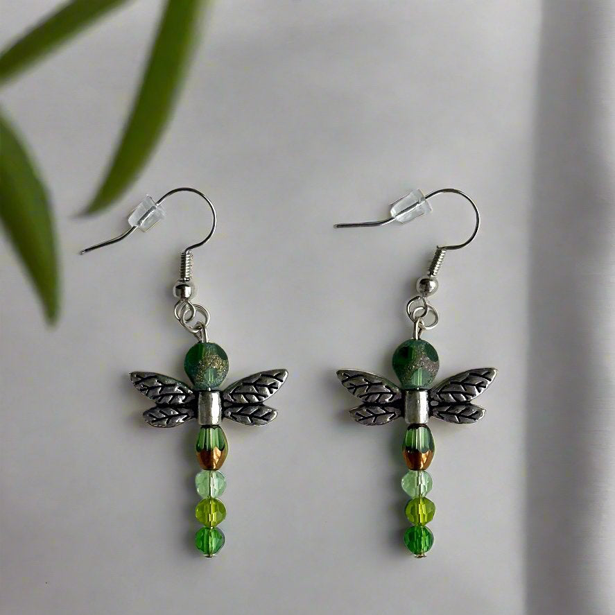 Green Dragonfly Earrings