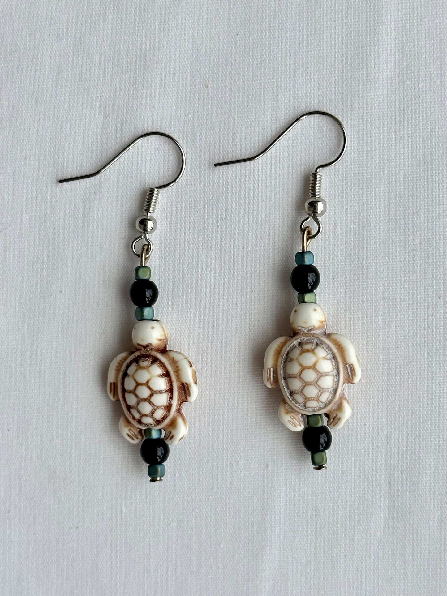 White Howlite Turtle Earrings