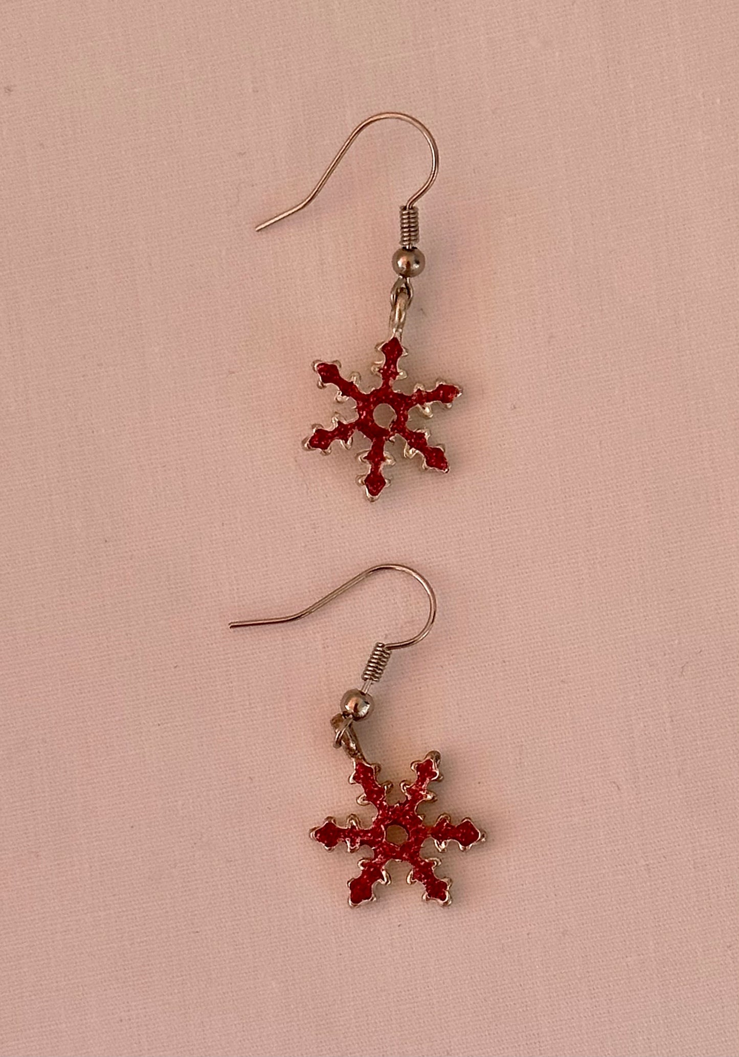 Red Snowflake Earrings