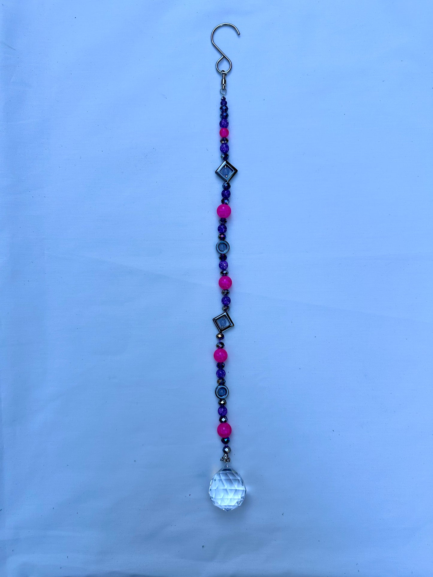 Purple, Pink and Gray Bead Suncatcher