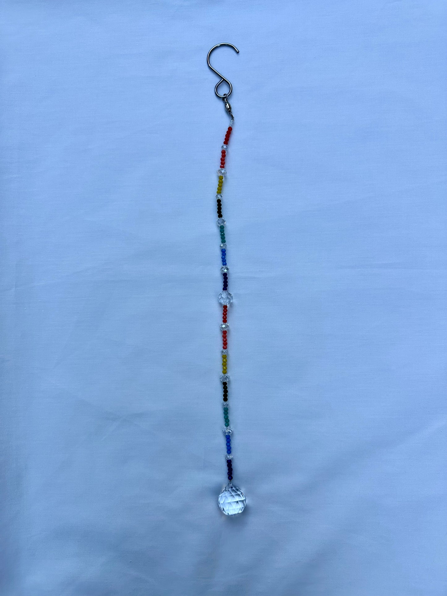 Rainbow and Clear Crystal Glass Beaded Suncatcher