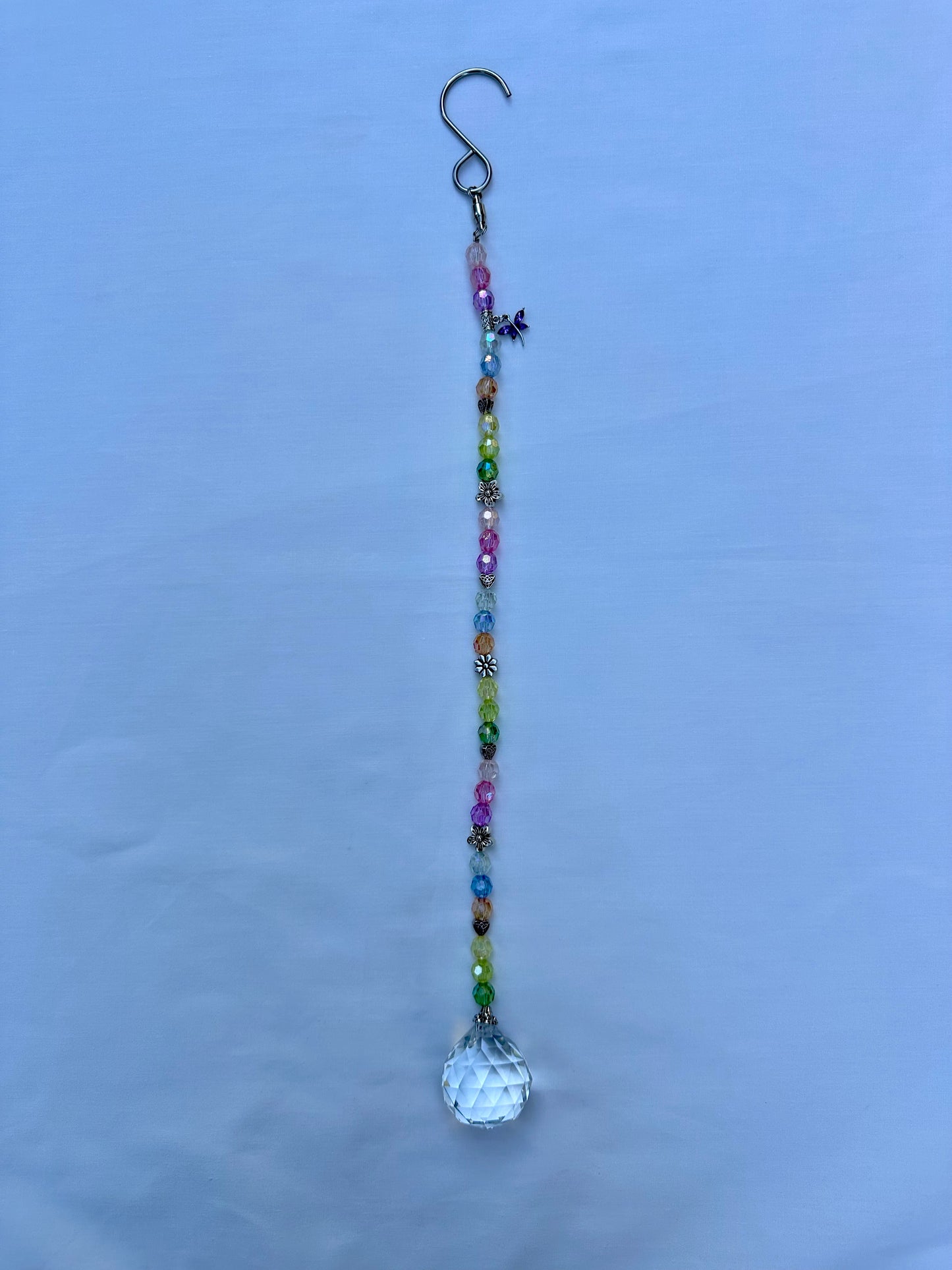 Multi-Color Bead Suncatcher With Purple Butterfly