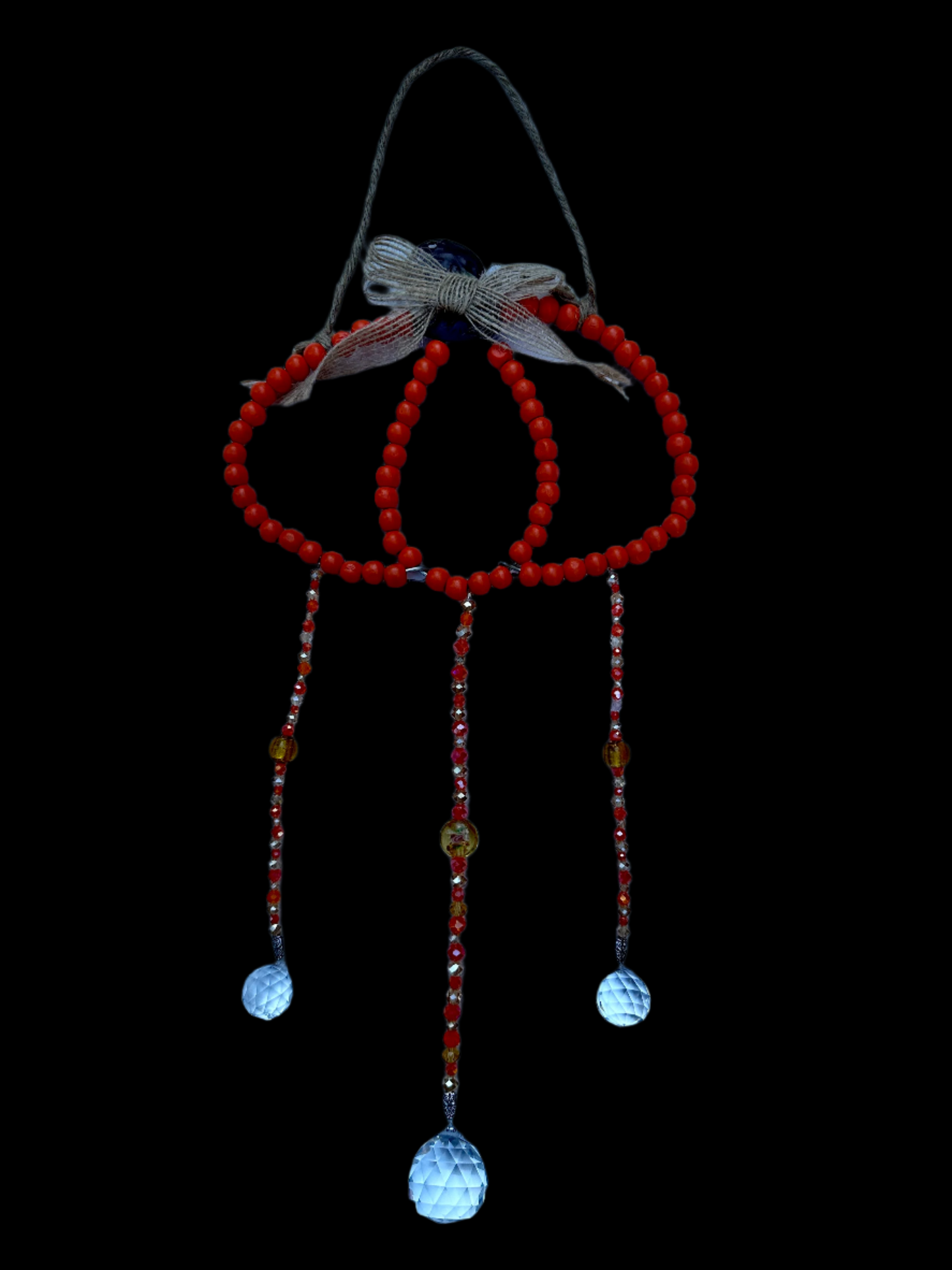 Orange Beaded Pumpkin Garden Art