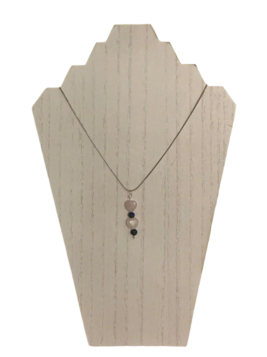 Rose Quartz Heart and Sodalite Bead Necklace