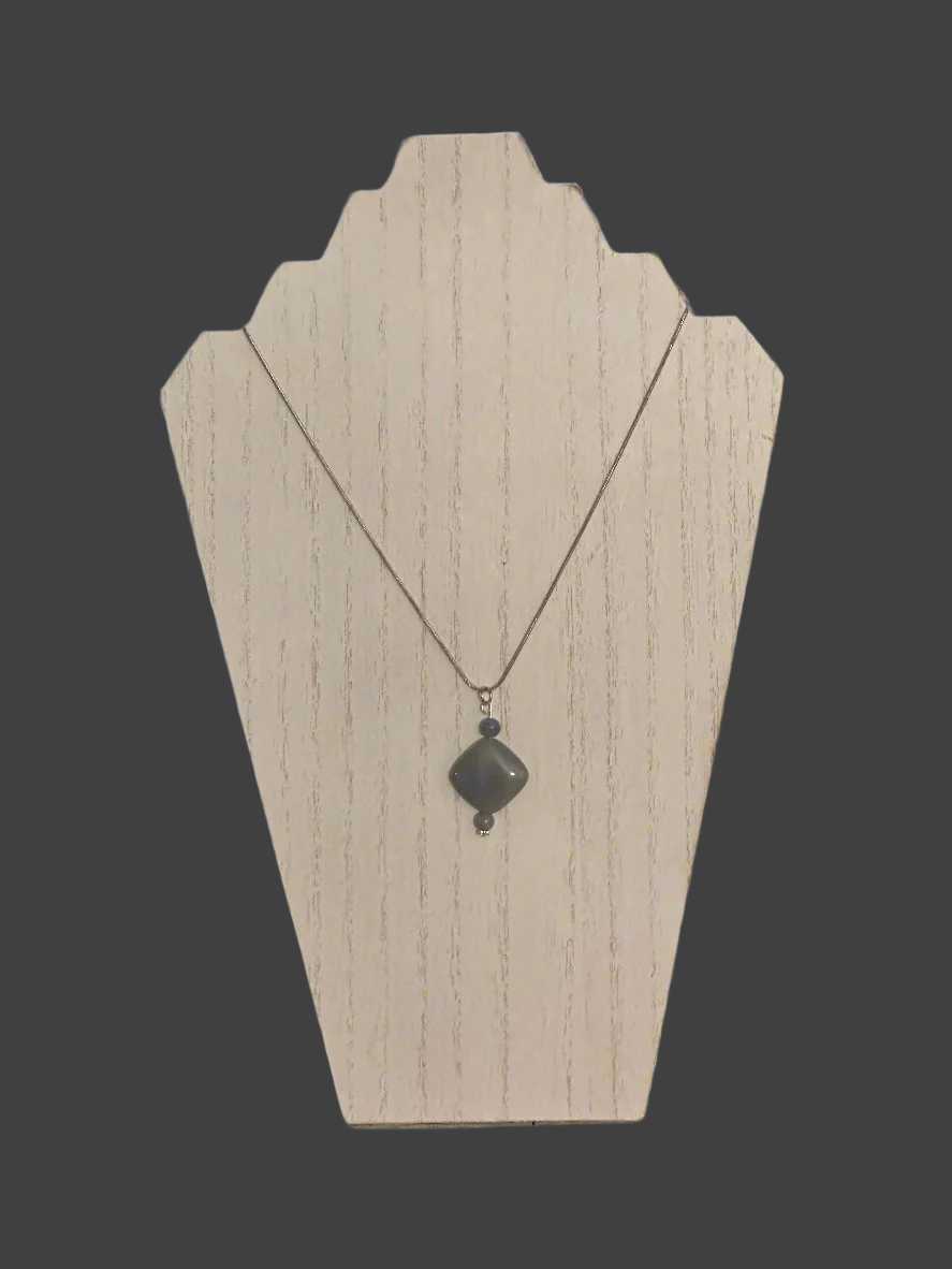Gray Agate Pendant Necklace