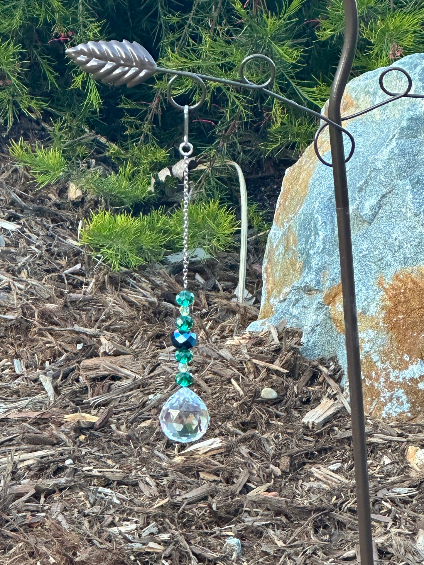 Stained Glass and Metal Butterfly Rain Gage
