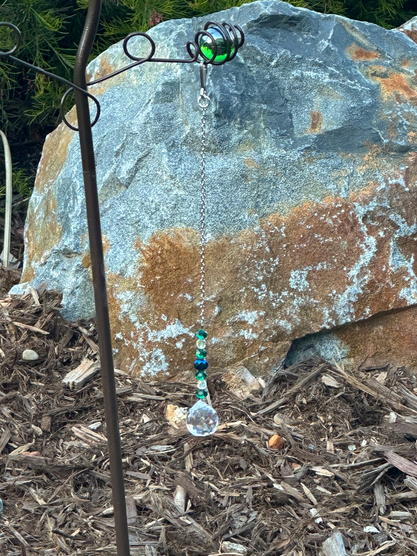 Stained Glass and Metal Butterfly Rain Gage