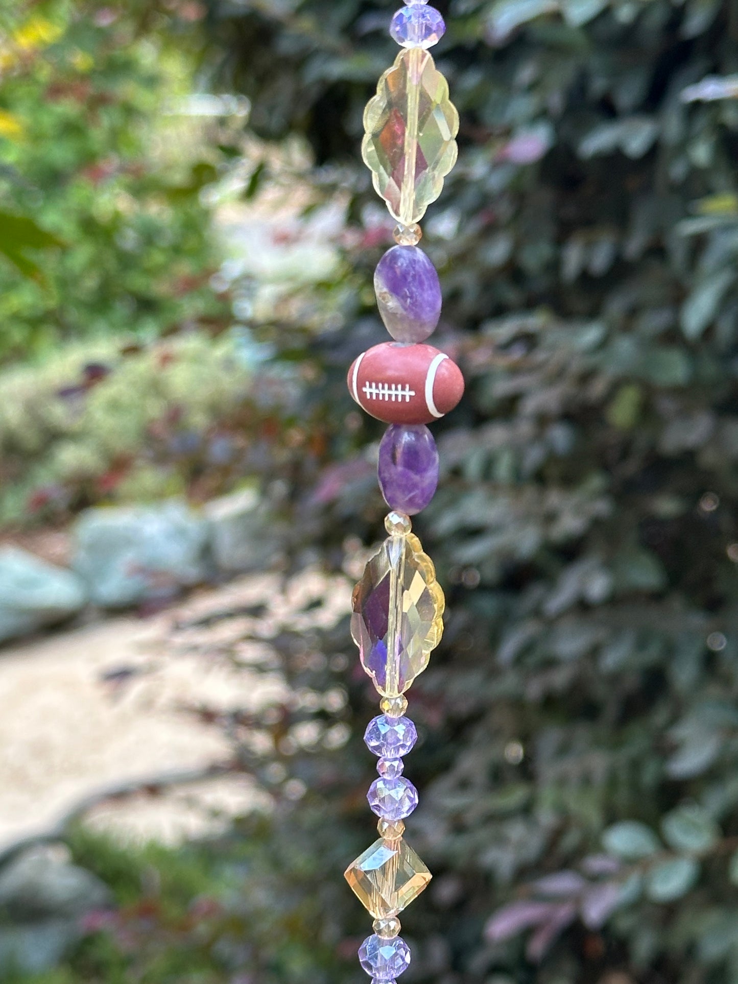 Football Suncatcher in Purple and Gold With Ameythyst and Citrine Accents