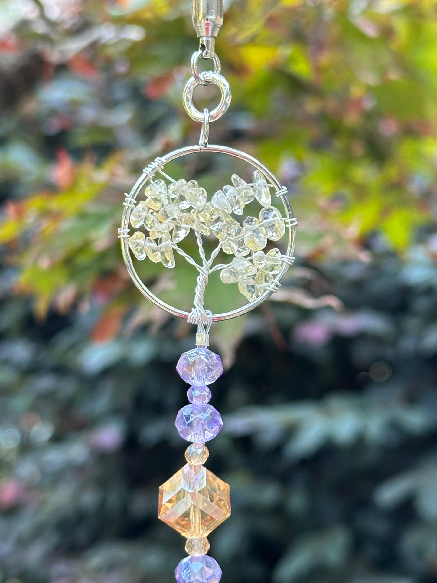 Football Suncatcher in Purple and Gold With Ameythyst and Citrine Accents