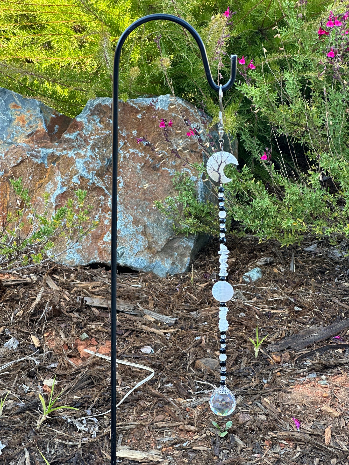 Wire-Wrapped Crescent Moon Suncatcher With 30 mm Prism 🌙✨