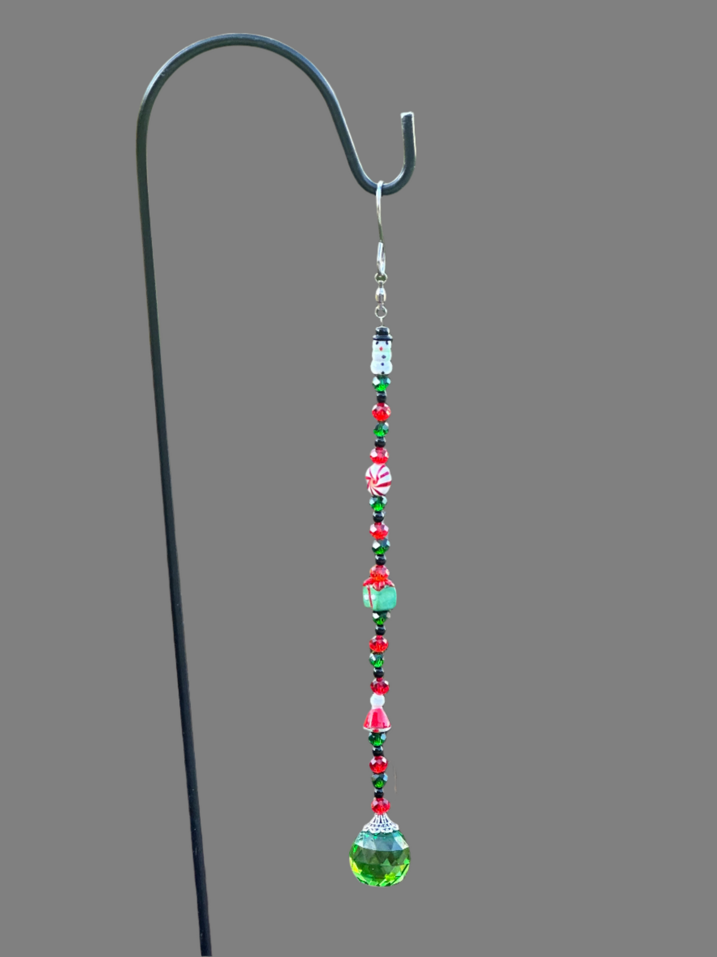 Christmas Suncatcher in Red, Green and Clear Faceted Glass
