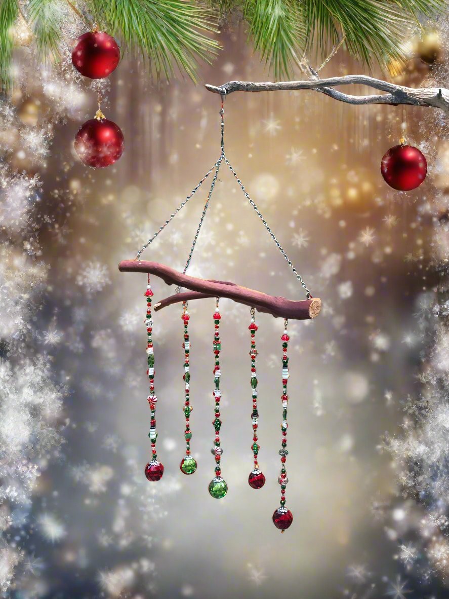 Christmas Suncatcher Mobile on Manzanita Wood 🎄✨