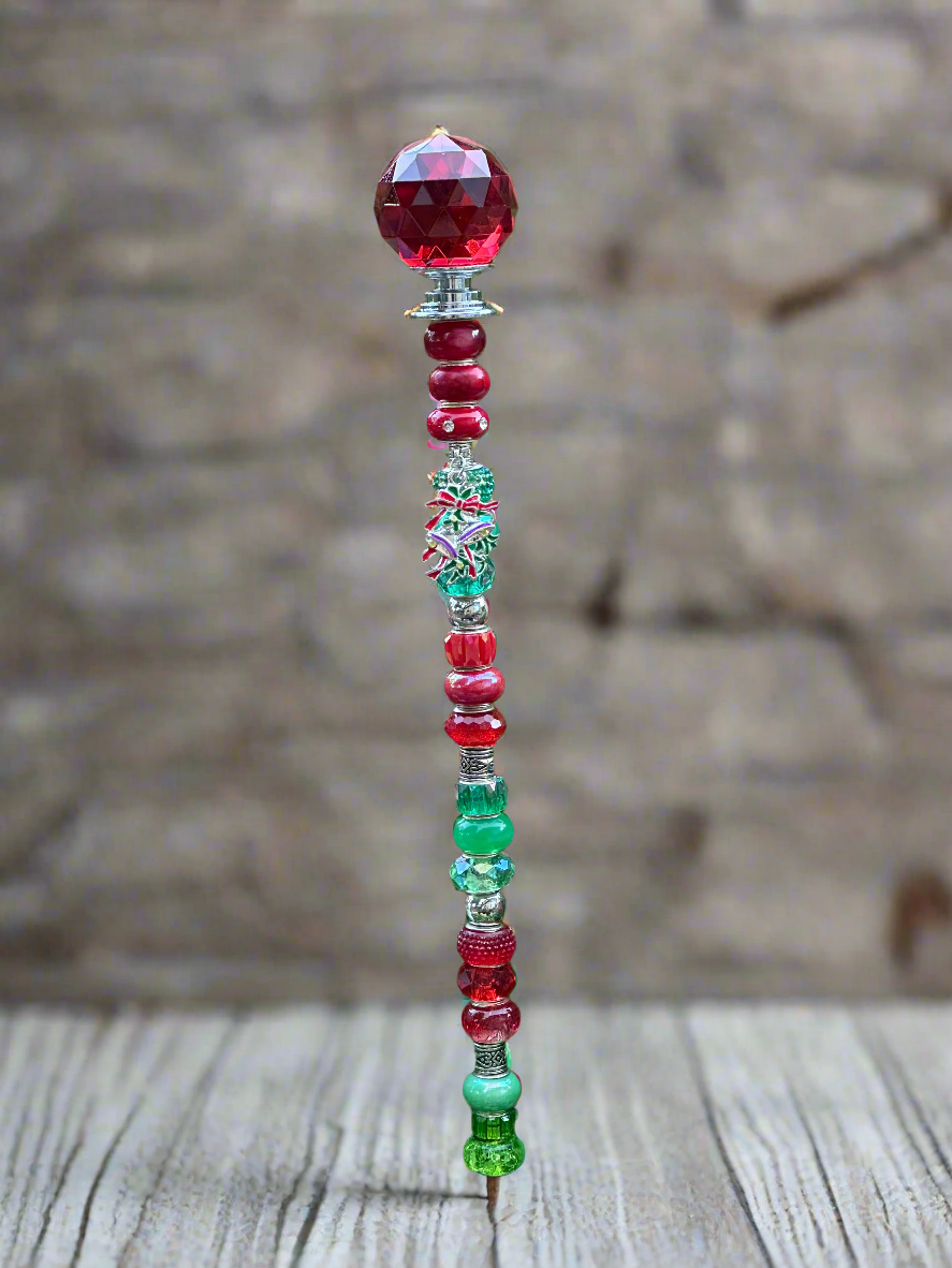 Christmas Fairy Wand Garden Stake With Silver Bells Charm