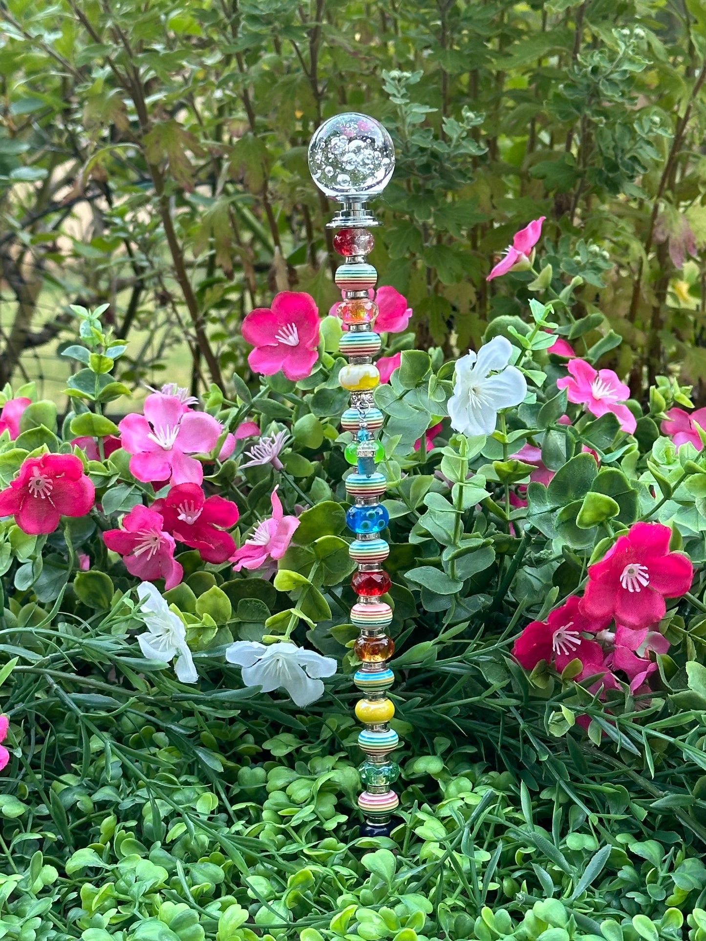 Fairy Wand Garden Stake in Multiple Colors with Blue and Silver Rhinestone Charm