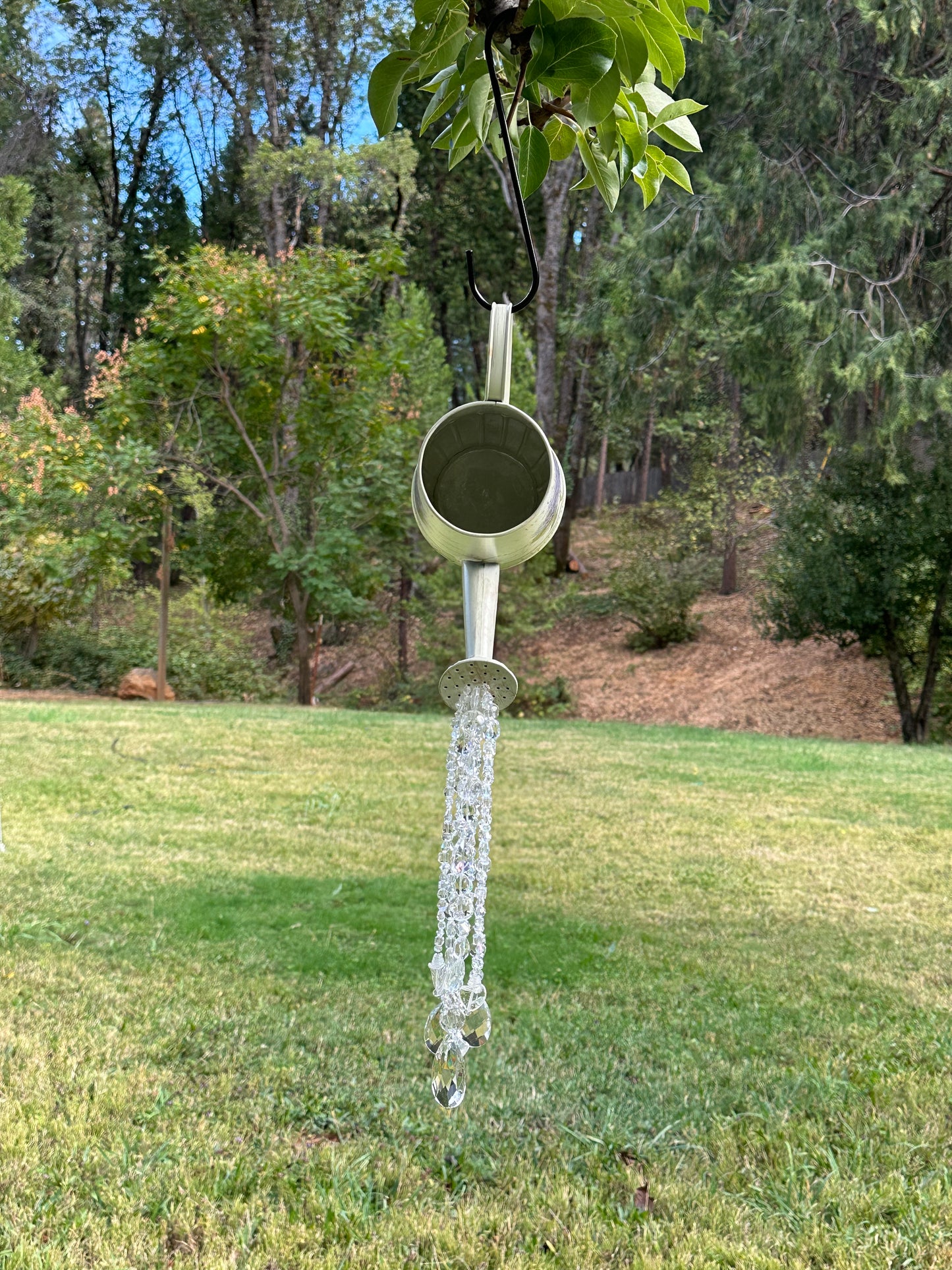 Glass Crystal Pouring Watering Can Garden Art