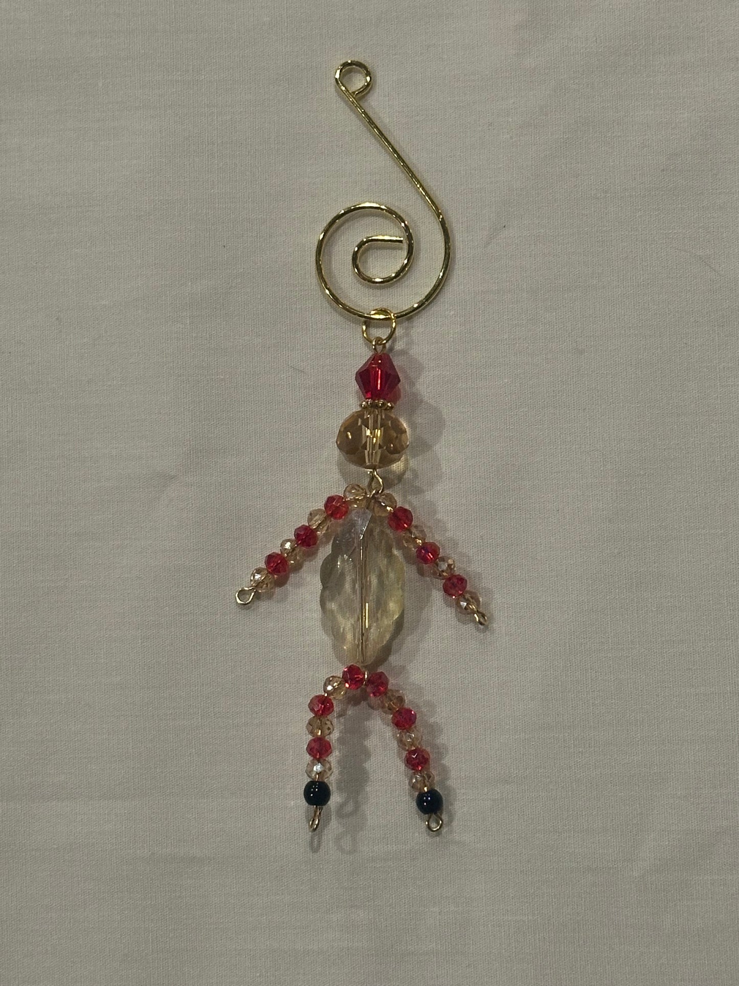 Christmas Elf Ornament on With Gold Faceted Glass and Gold Musical Note Hook