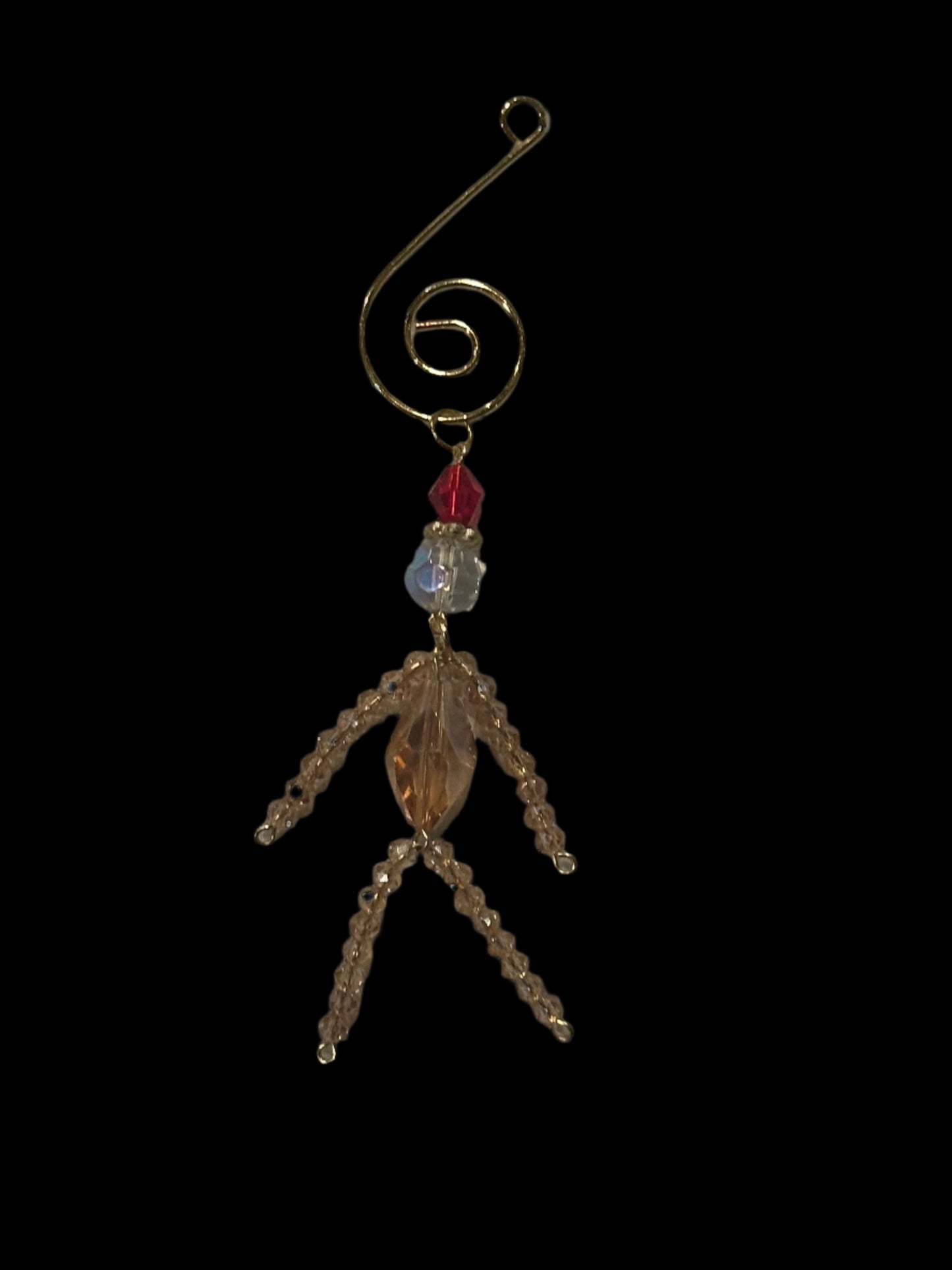 Christmas Elf Ornament on With Gold Faceted Glass and Gold Musical Note Hook