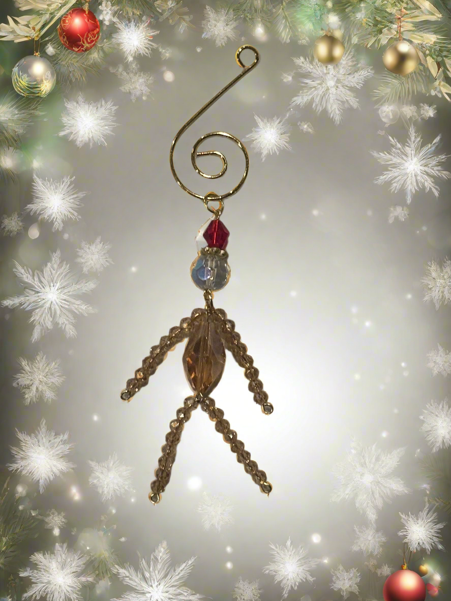 Christmas Elf Ornament on With Gold Faceted Glass and Gold Musical Note Hook