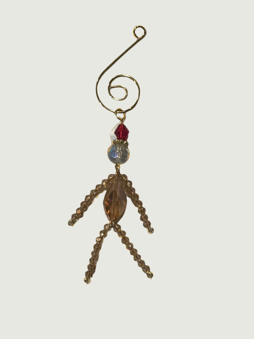 Christmas Elf Ornament on With Gold Faceted Glass and Gold Musical Note Hook